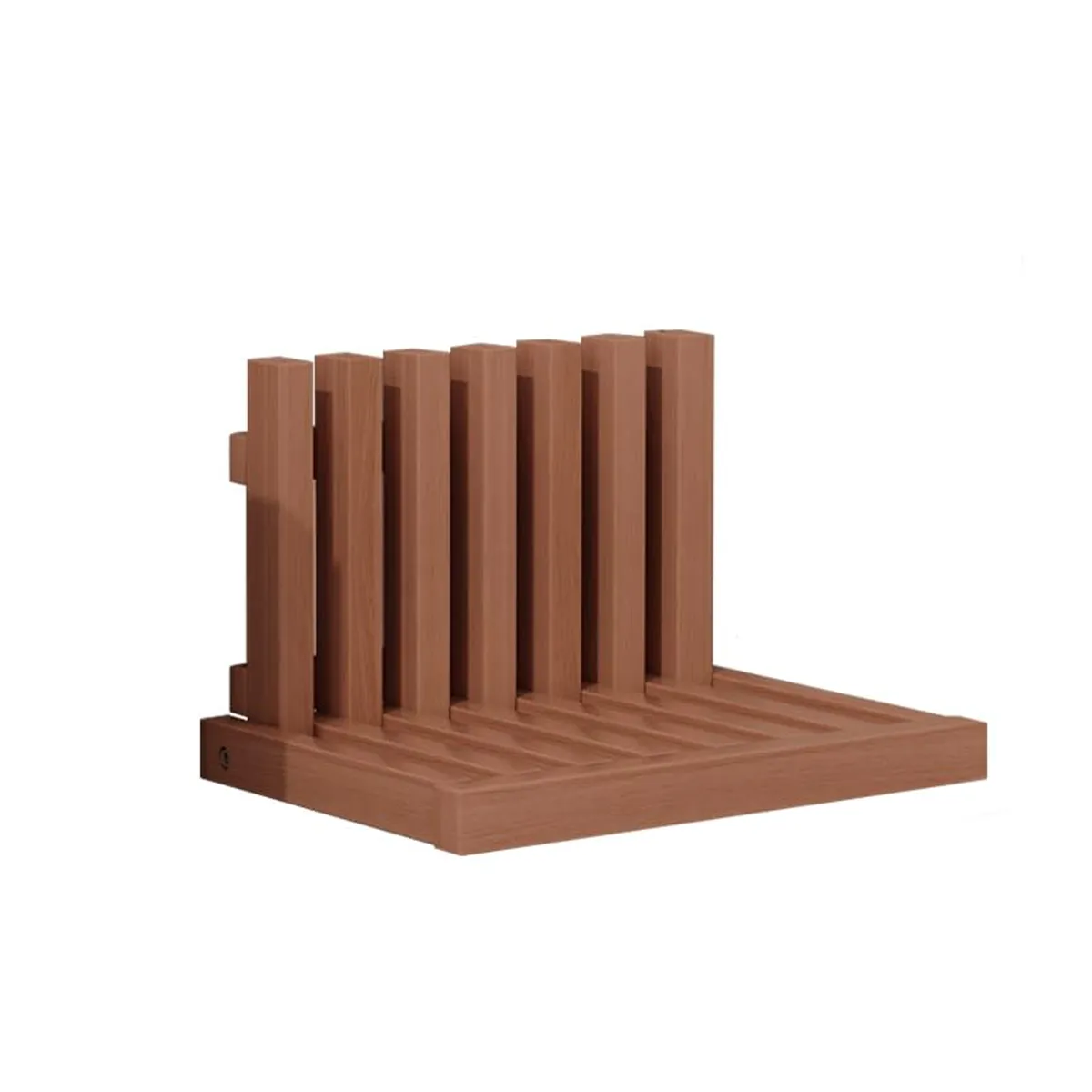 Foldable Wall Mounted Shower Chair with Backrest - Brown