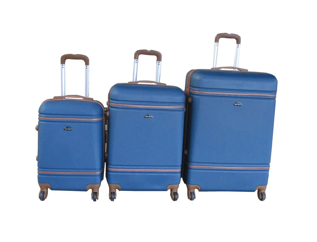 3 Piece Travel Luggage Suitcase Bag Set - Stylish - Blue