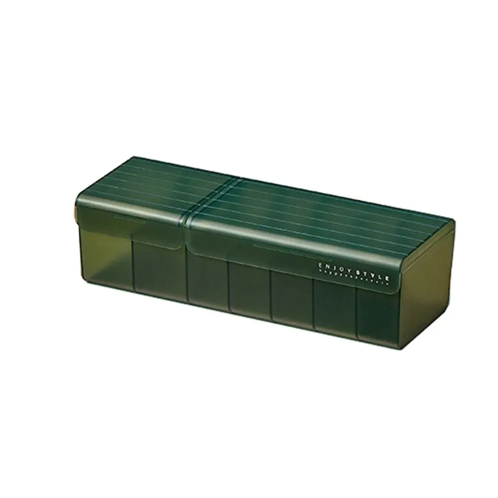 Dual-Lid 7 Grids Cable Storage Box for Organizing Power Cord Plugs - Green