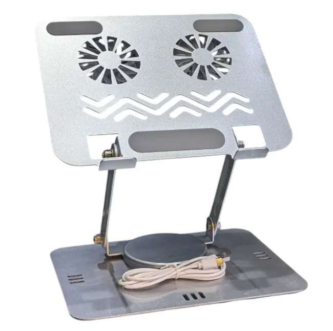 L-018 Adjustable 360 Laptop Cooling Stand with Dual Silent Cooling Fans