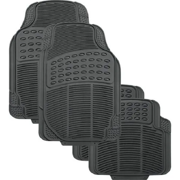 4 Pieces Universal Car Rubber Floor Mats (Black)