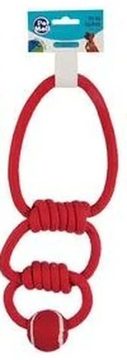 Pet Dog Toy Tug-Rope Triple With Ball (1 Individual Toy) - Blue