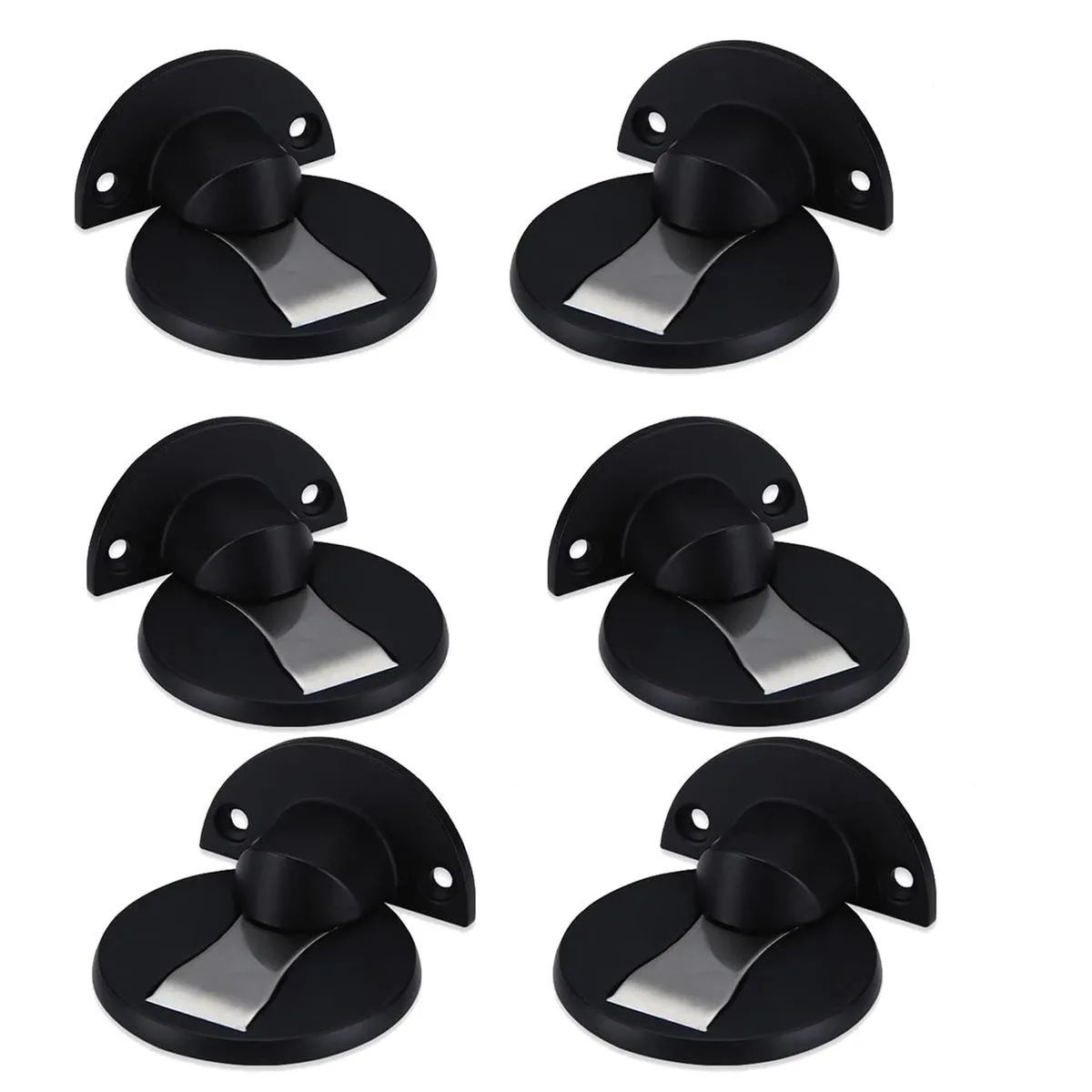 6 Door Stoppers Magnetic Door Catch Door Holder Stops for Wall Floor Mount - Black