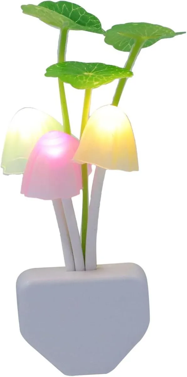 3Piece Plug Mushroom Led Night with Light Sensor Color-Changing