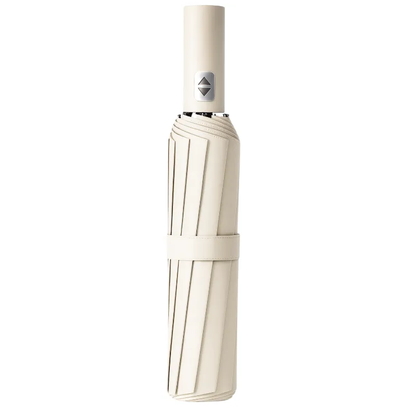 Dual Protection Automatic Folding Umbrella - Beige