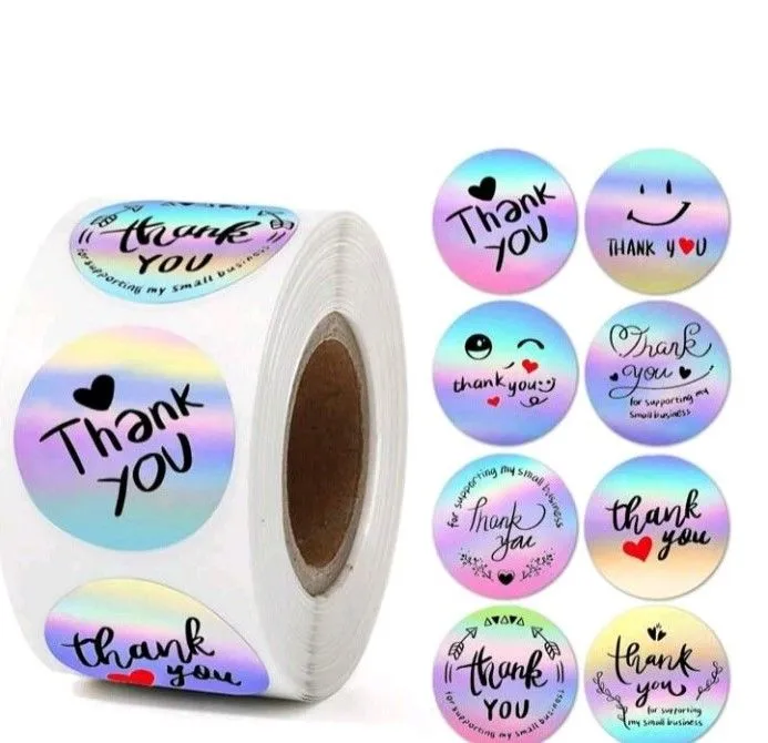 Thank you Stickers - Silver, Black