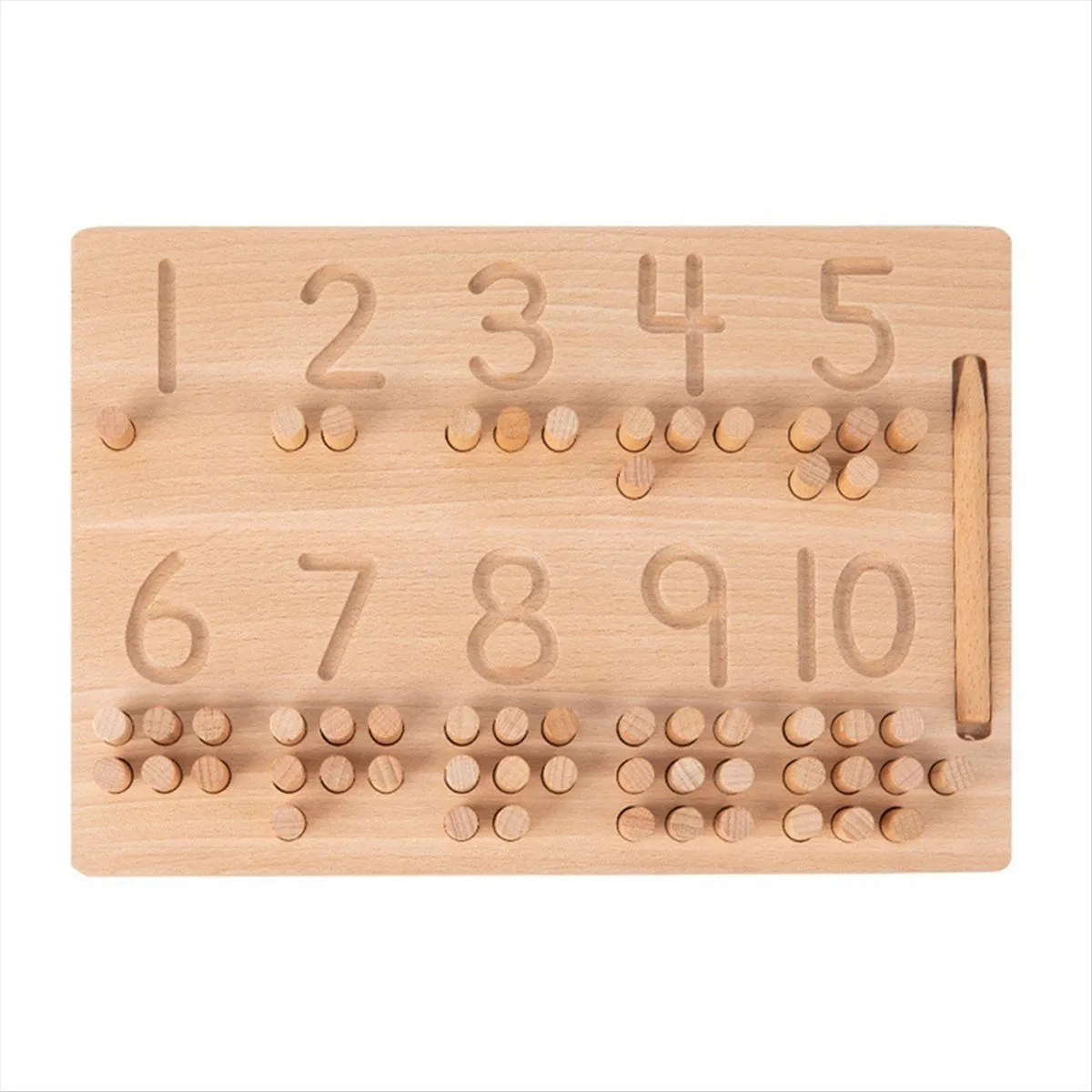 1-10 Number Description Pen Control Training Board Wooden