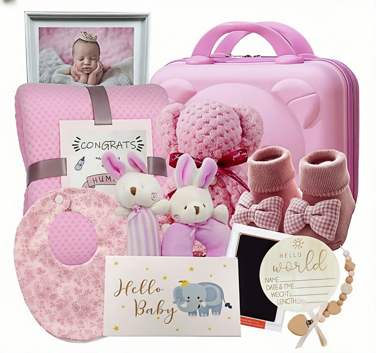 Pink Baby Gift Set - Luxury Newborn Essentials & Keepsakes for Baby Girls