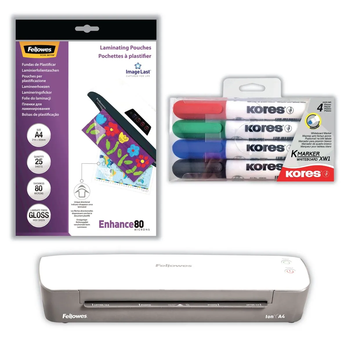 Fellowes Ion A4 Laminator Bundle, 125 Mic (250 Micron Total), Light Use