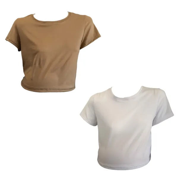 Maternity 2-Pack Short Sleeve Crop Tops White & Brown