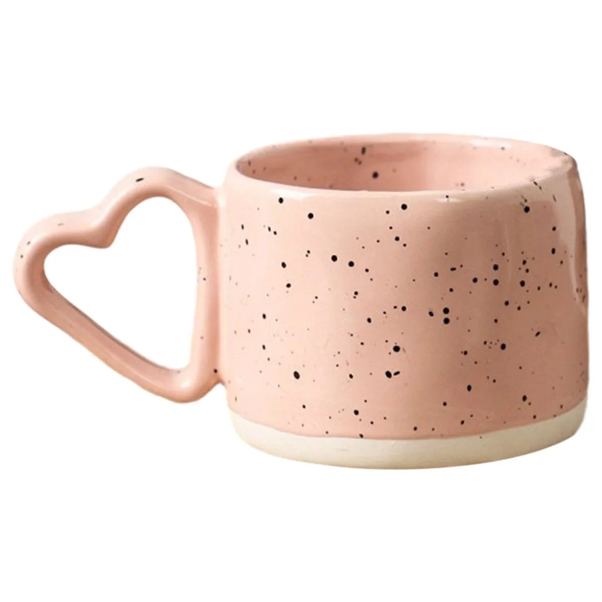 Ceramics Cup 300ML Pink Love Shape Handle Coffee Mug Breakfast Milk Oatmeal