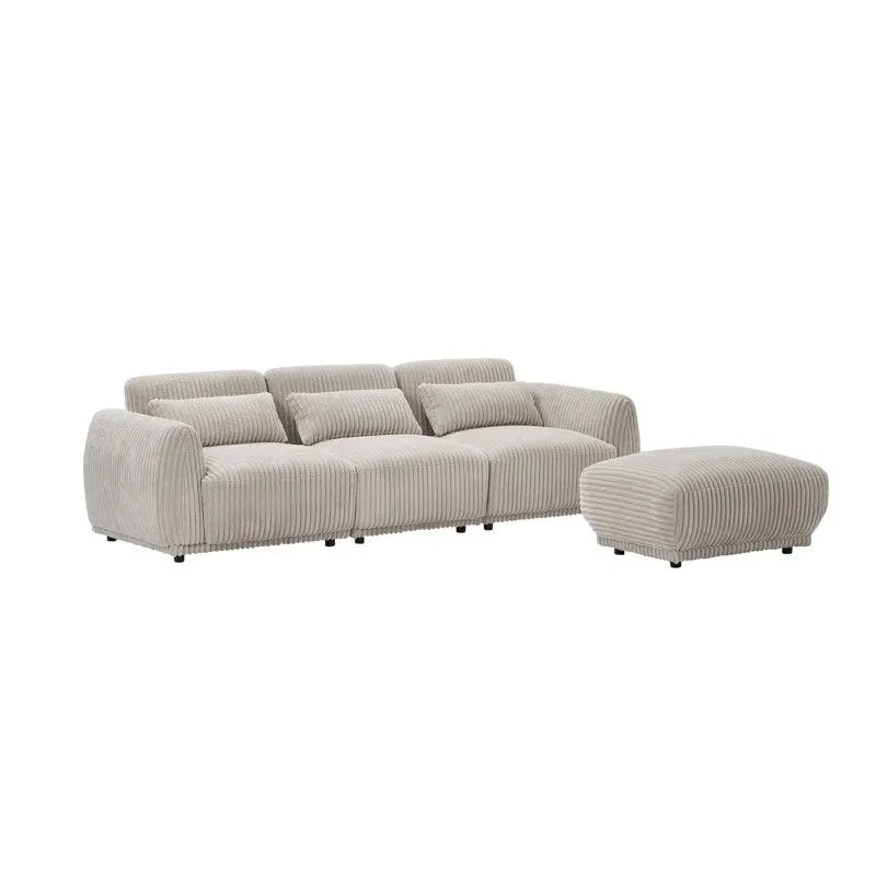 Furnity - Zoey 3-Seater Corduroy Couch Sofa - Beige