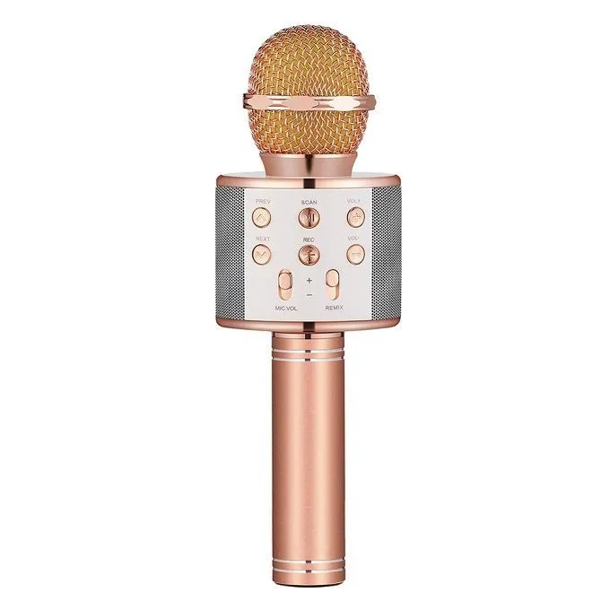 Karaoke Microphone Wireless Bluetooth, Portable Handheld Mic Speaker - Rose Gold