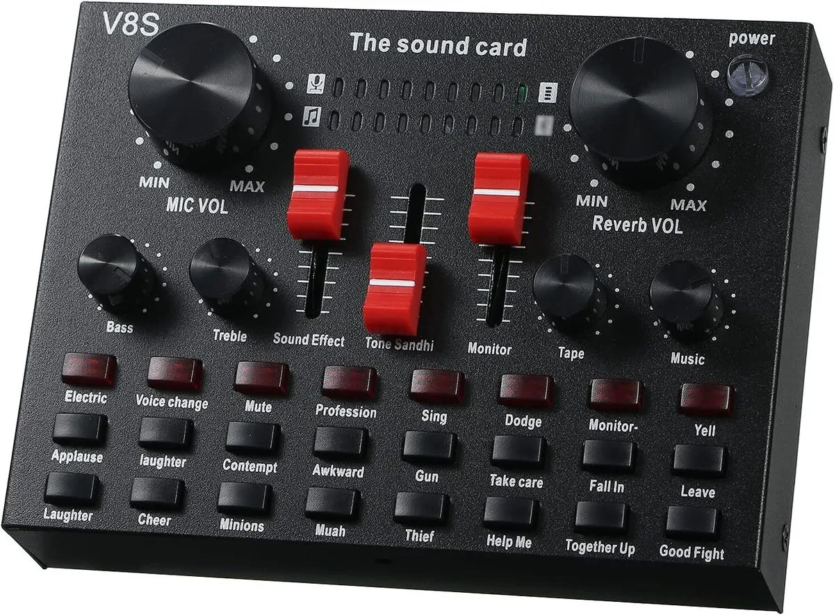 Sound Card For Live Streaming, Rechargeable Voice Changer, Podcast Mixer