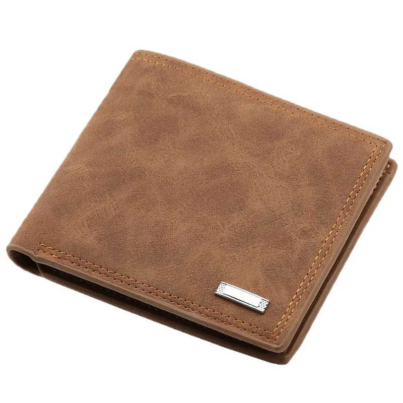 Men's Short Retro Zipper Foldable Wallet