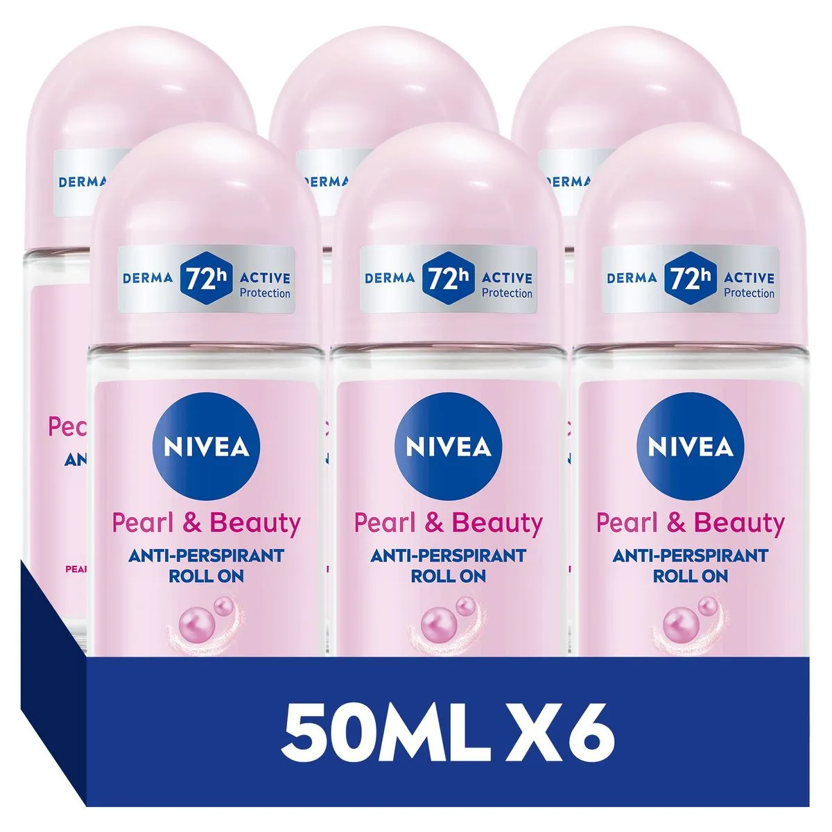 NIVEA Pearl & Beauty Anti-perspirant Roll-on Deodorant, 6x50ml