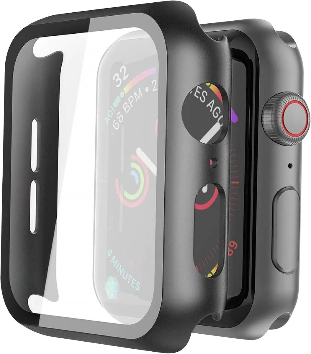 2 Pack Tempered Glass Screen Protector Compatible with Apple Watch 45mm - Black