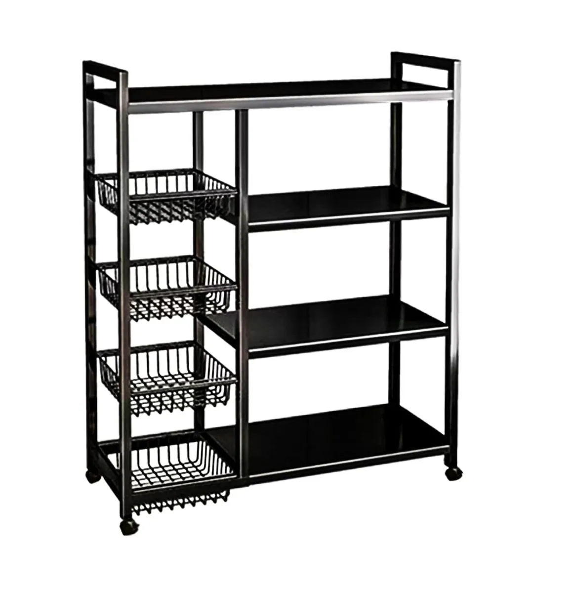 4 Tier Storage Shelves Multipurpose Kitchen Rack - Black
