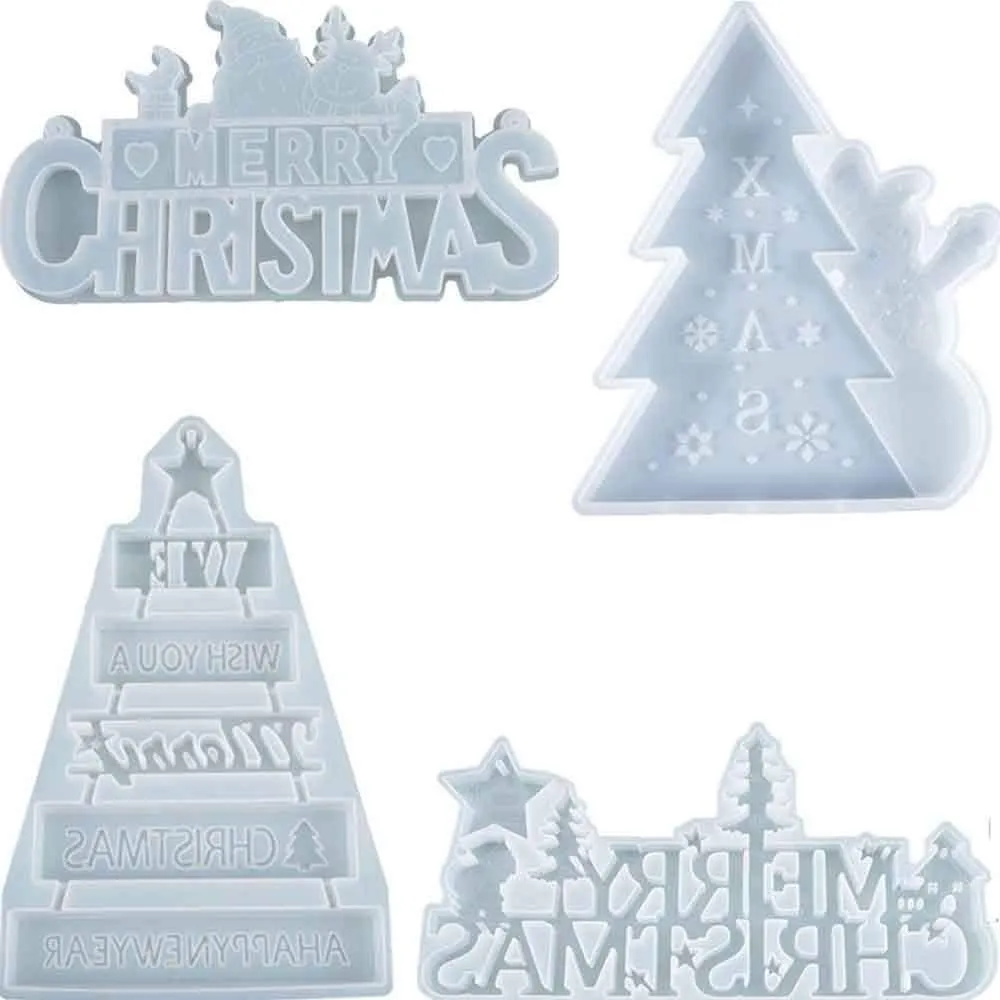 4Pcs Merry Christmas Silicone Jewelry Casting Mold Resin Epoxy Mould Craft