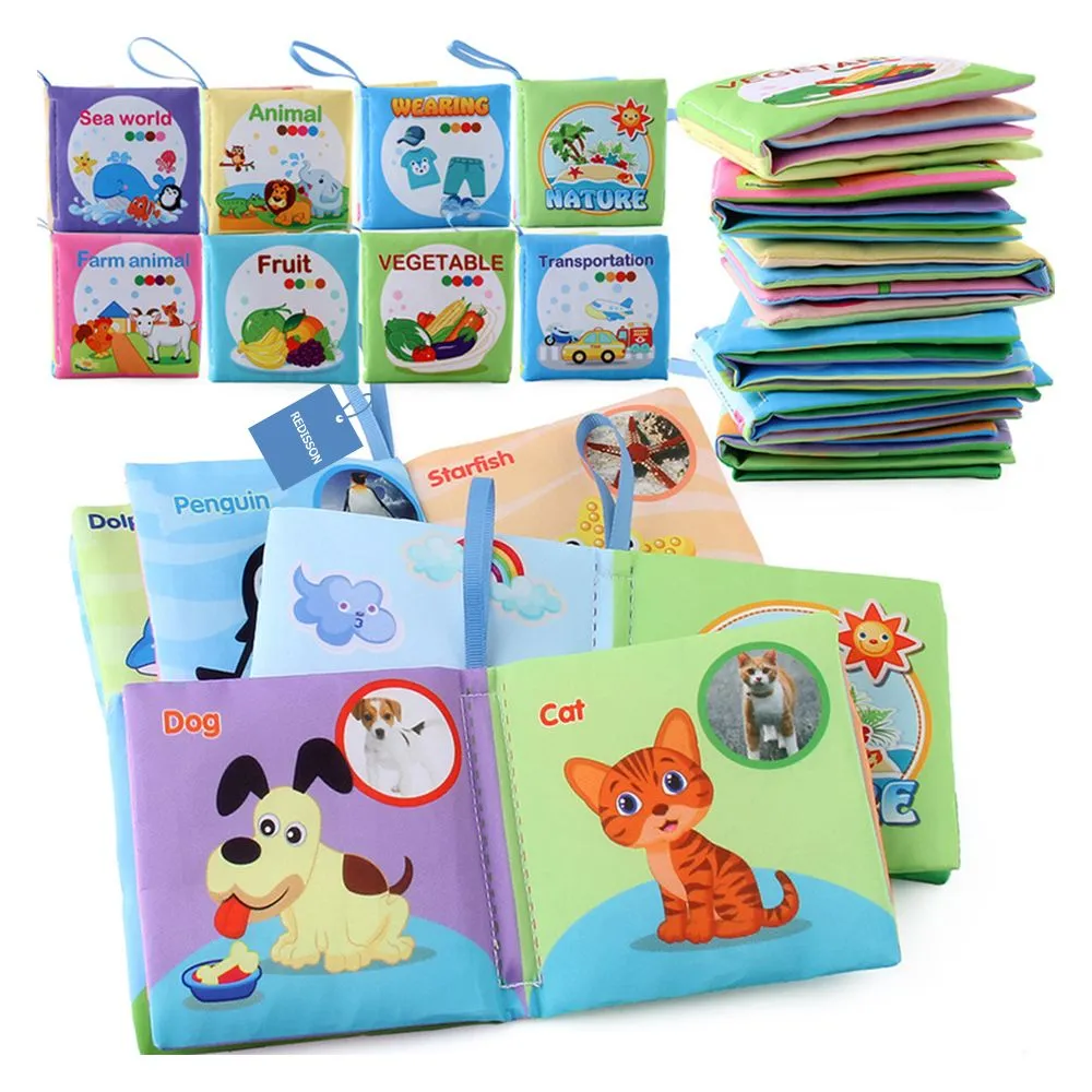 Baby Educational Soft Cloth Books Set of 8, Toddler Early Education Toys