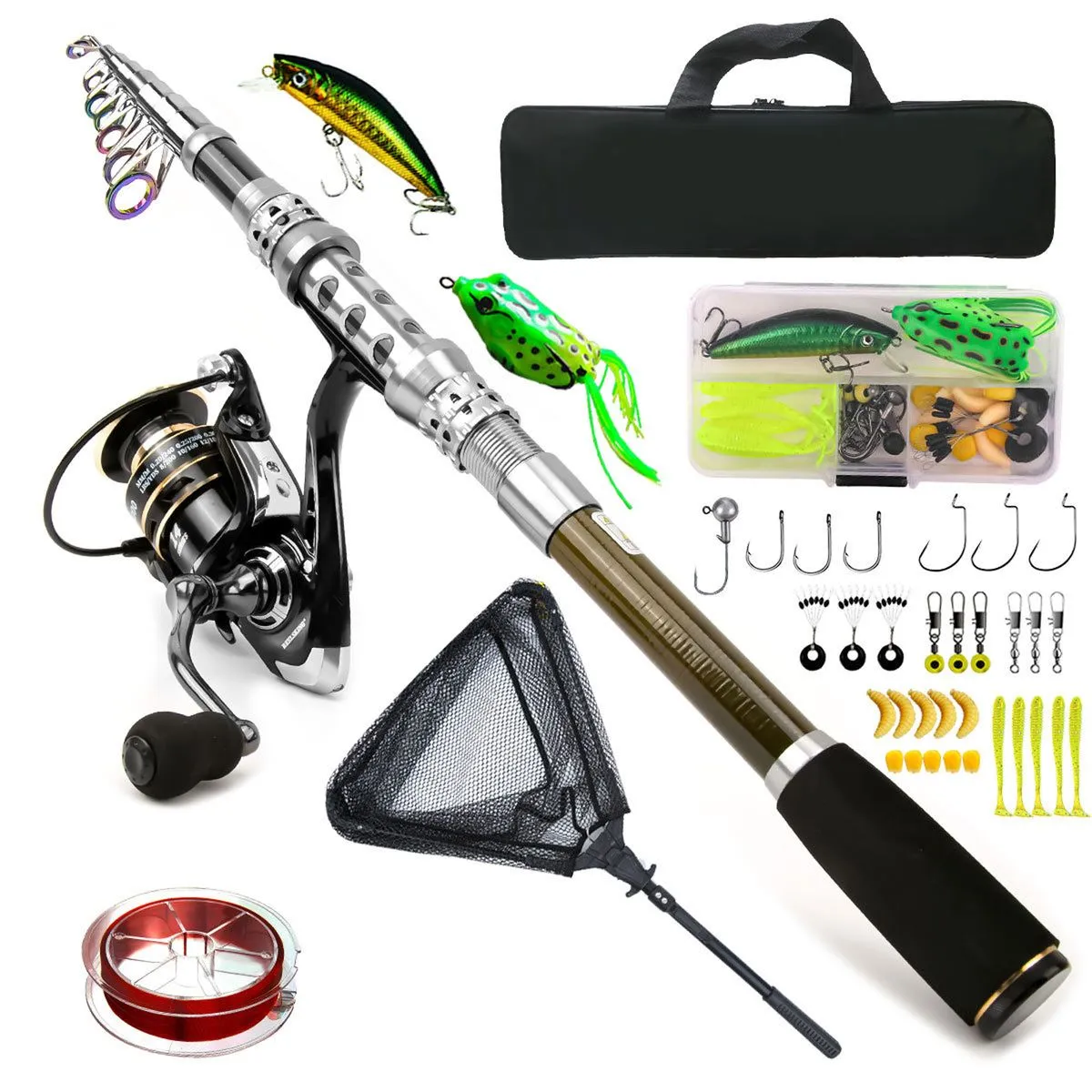 2.1m Telescopic Fishing Poles and 4000 Fishing Reels Combos