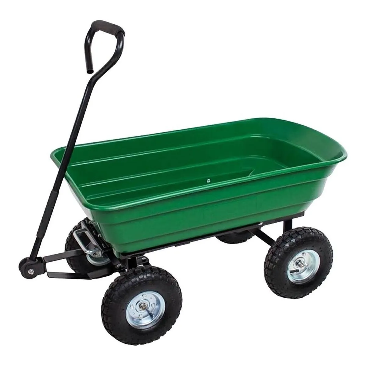 85×50cm Garden Dump Cart with Tipping Tub Heavy Duty 4-Wheel Utility Wagon