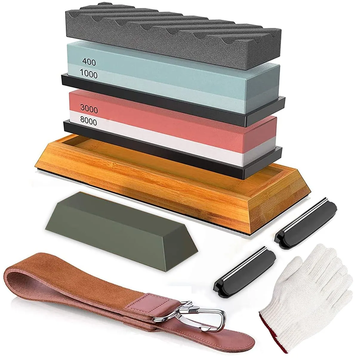 Knife Sharpening Stone Double Side Knife Sharpener Kit - 400/1000/3000/8000