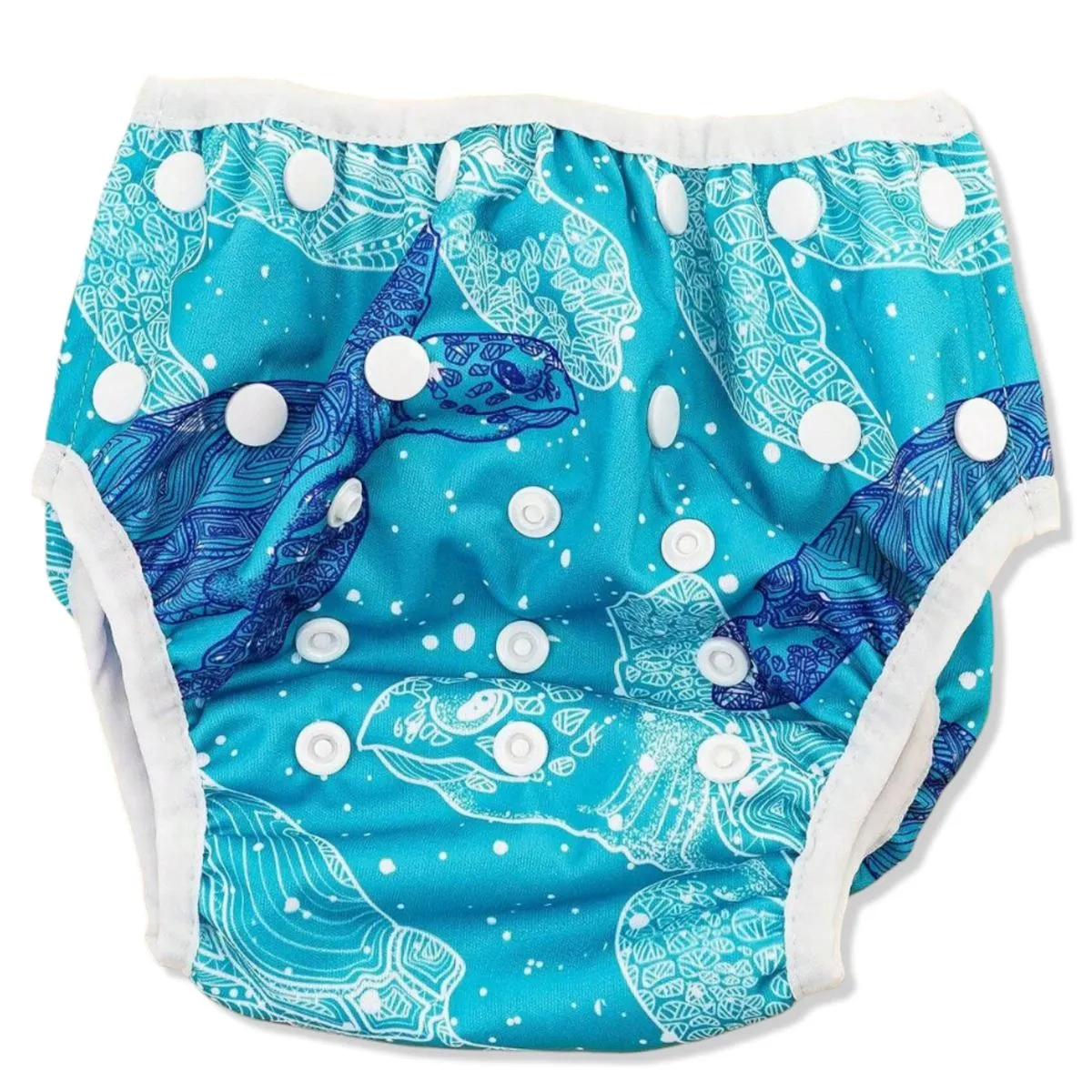 Ocean Themed Reusable Adjustable Baby Swim Diaper 3kg-16kg - Turtle