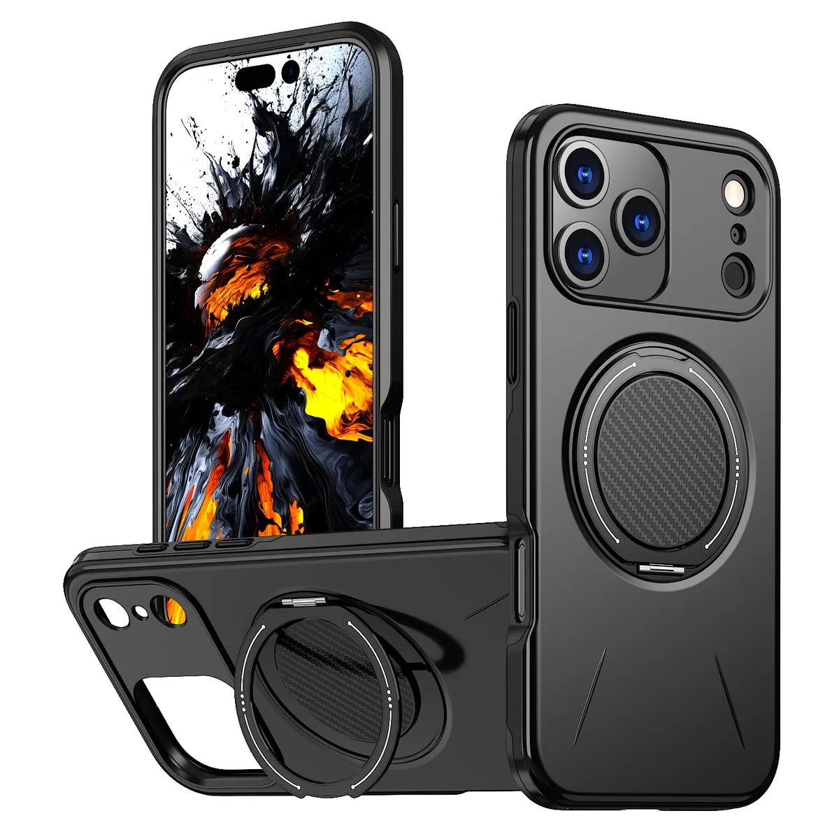 Luxury iPhone 17 Pro/Pro Max Cover with Magnetic Ring Kickstand