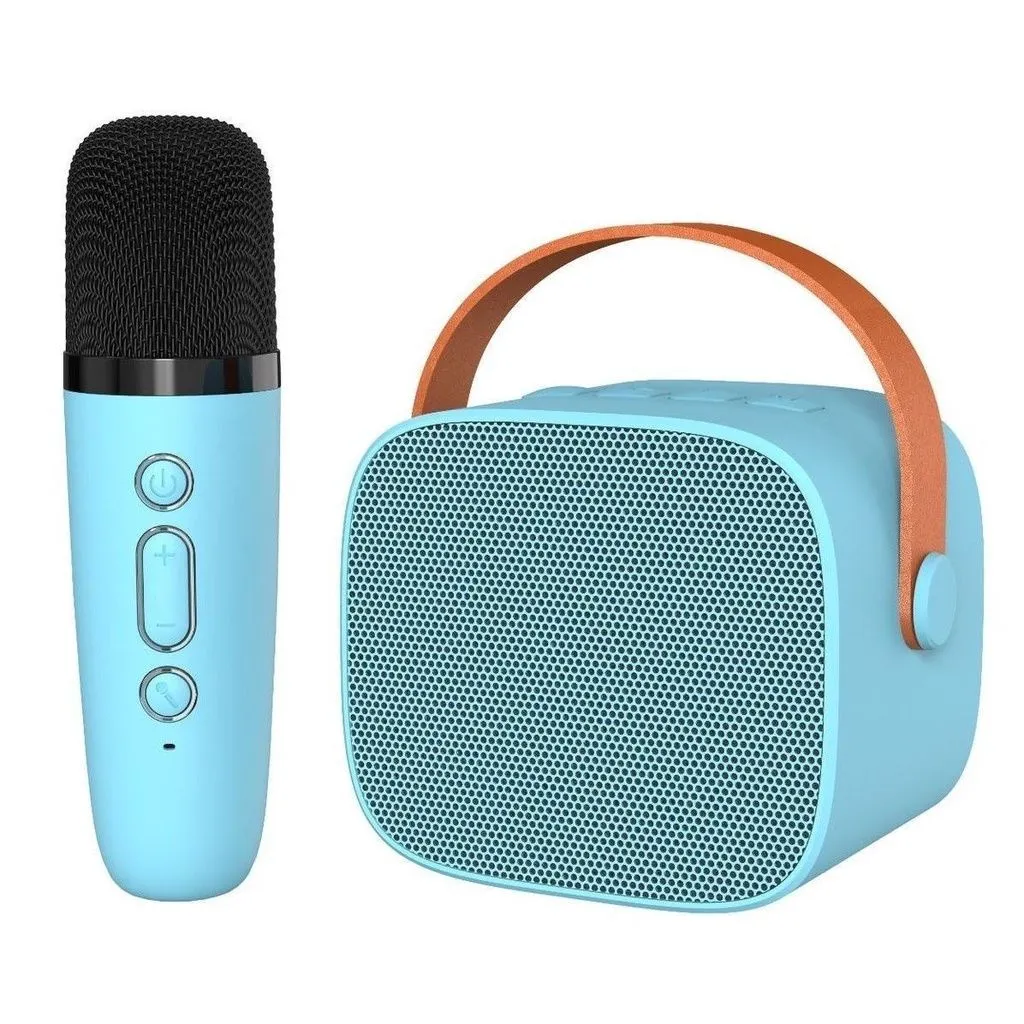Mini Karaoke Machine Bluetooth-Compatible Noise Reduction Speaker & Mic - Blue