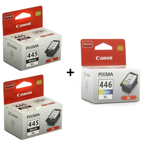 Canon PG-445XL (2) and CL-446XL (1) Ink Cartridges Bundle - High-Yield Pack