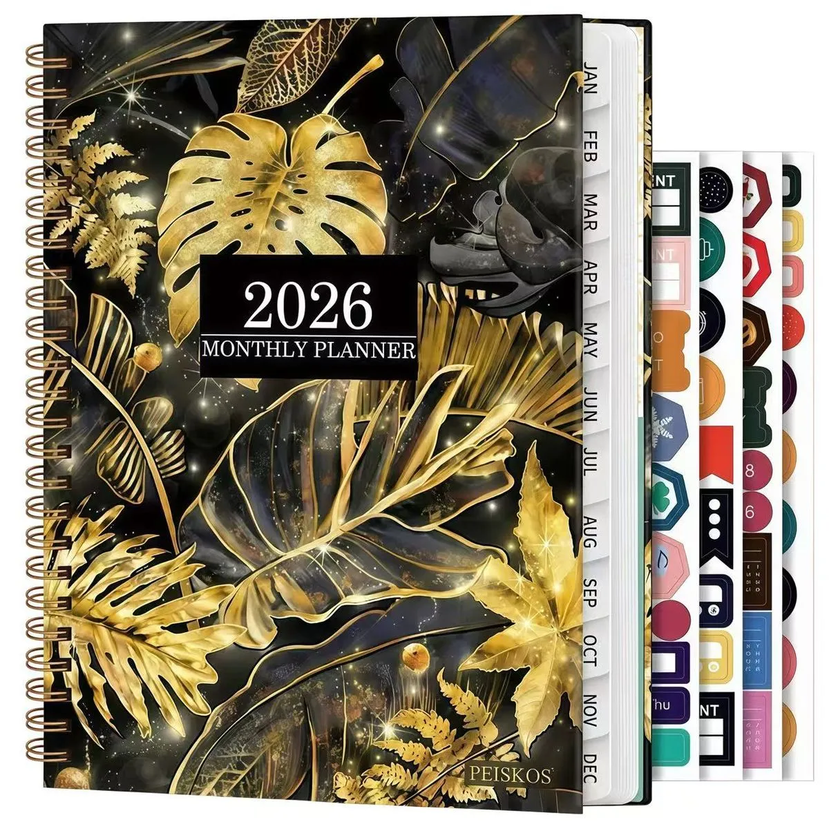 PEISKOS 2026 Daily Planners Weekly Monthly Dated Notebook with Stickers - Style 1