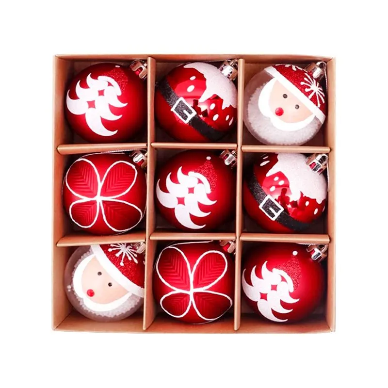6cm Christmas Painted Christmas Ball Decorative Ornaments 9pcs