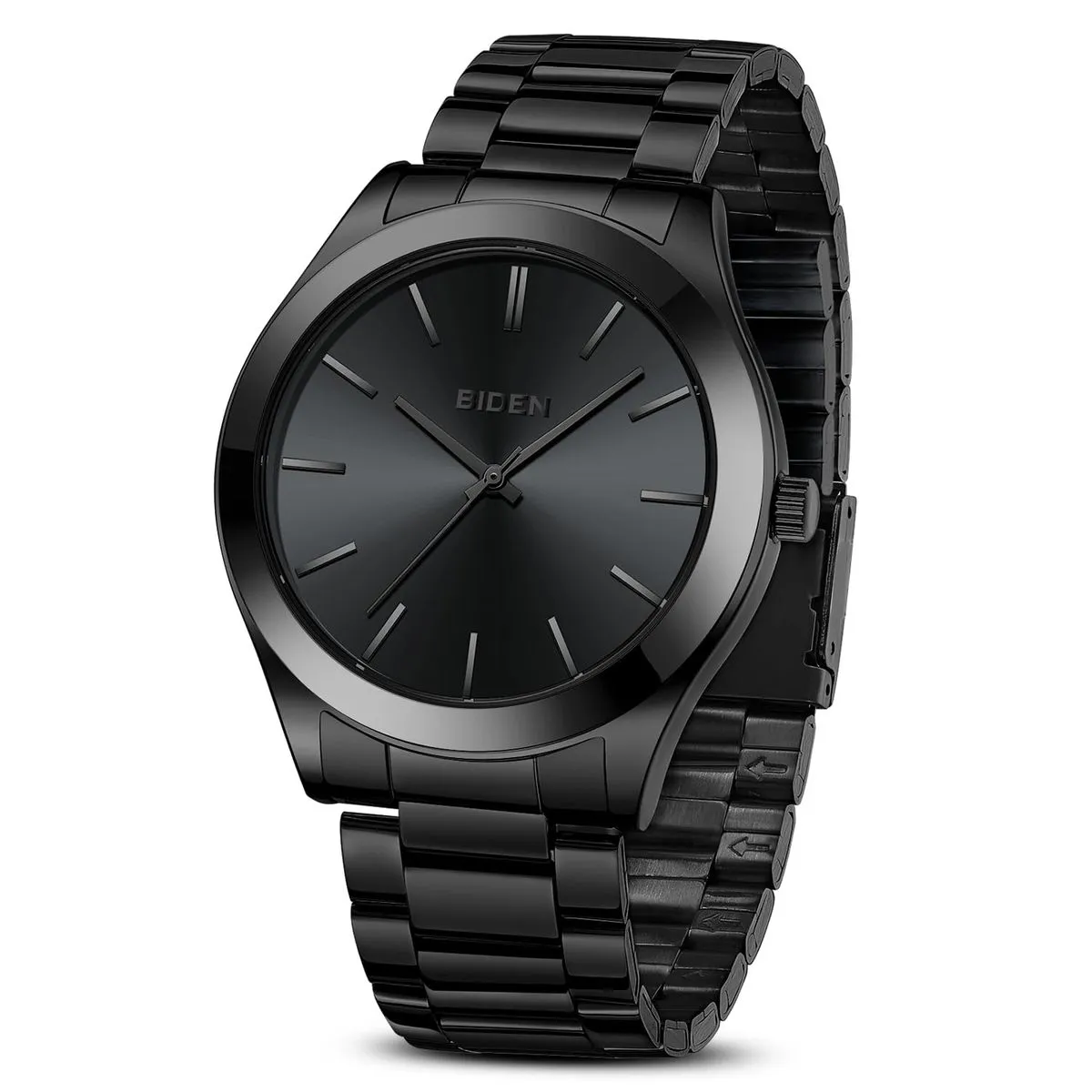 MEBUPOL Mens Watches Stainless Steel Watches Men Waterproof Analog Quartz - Black