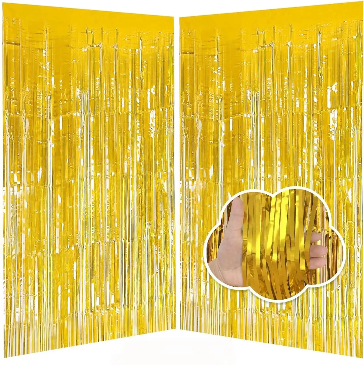 2 Pack Gold Metallic Fringe Curtains