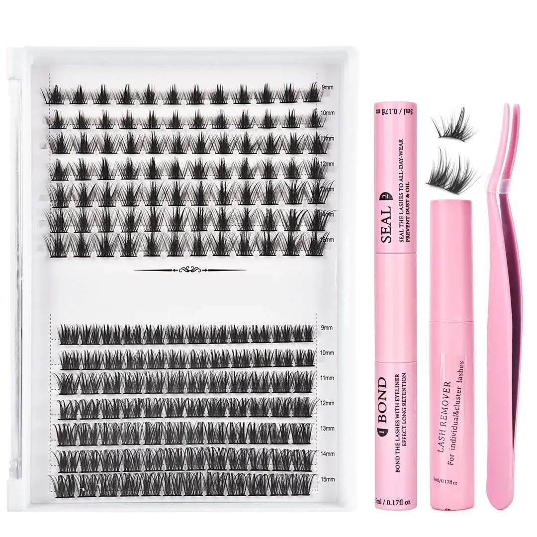171 Pcs Lash Extension Kit Lash Clusters with Bond Seal & Tweezer & Remover