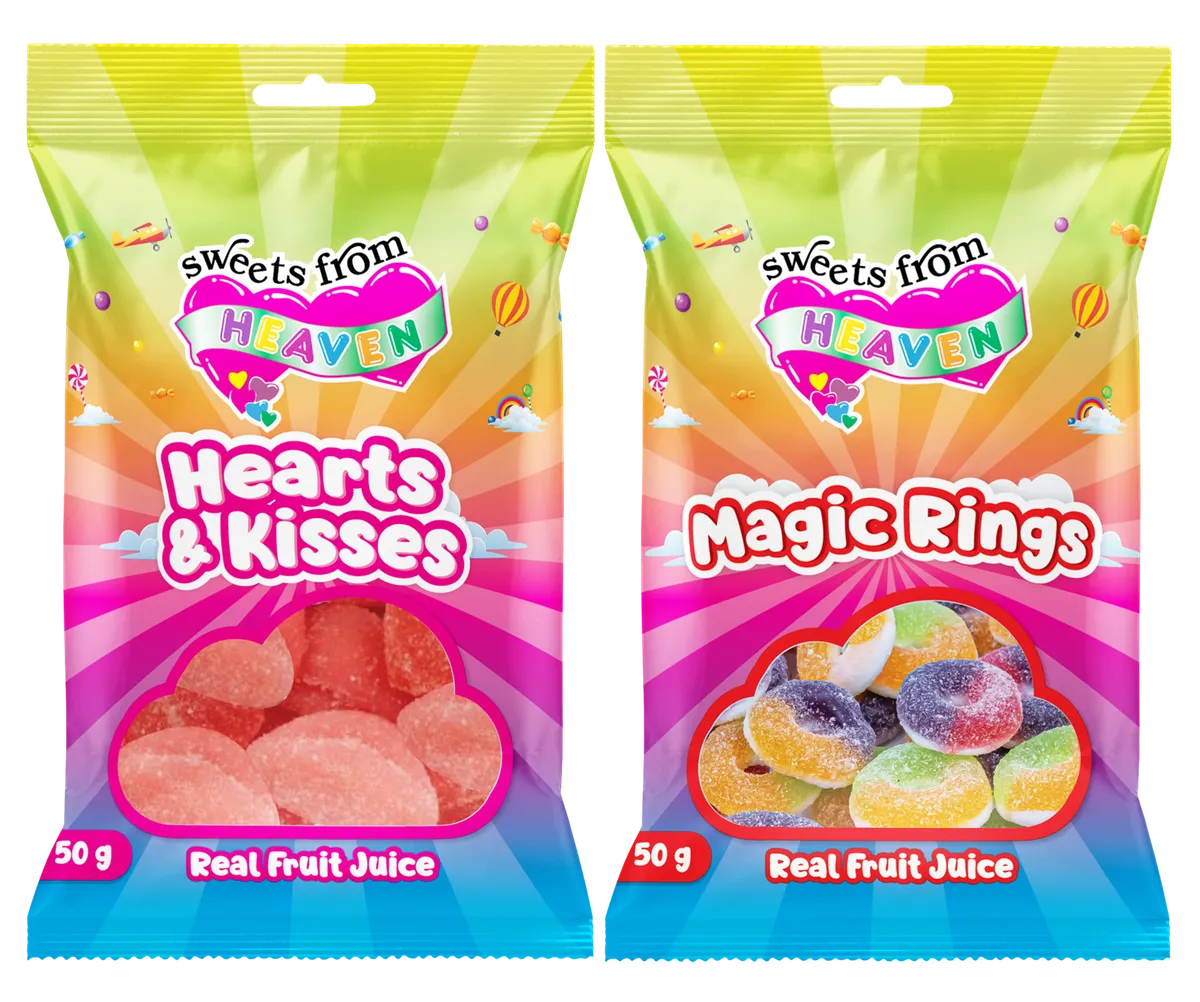 12Pk | Sweets from Heaven | Hearts, Magic | Sweets & Chocolate Hamper | 50g