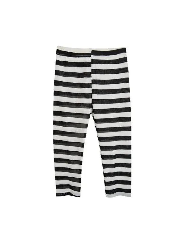 Junior Black-White Polyester Regular Trouser