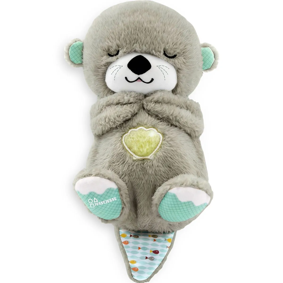 JESSEJESSE Baby Breathing Otter Soother with White Noise & Light Baby Toy