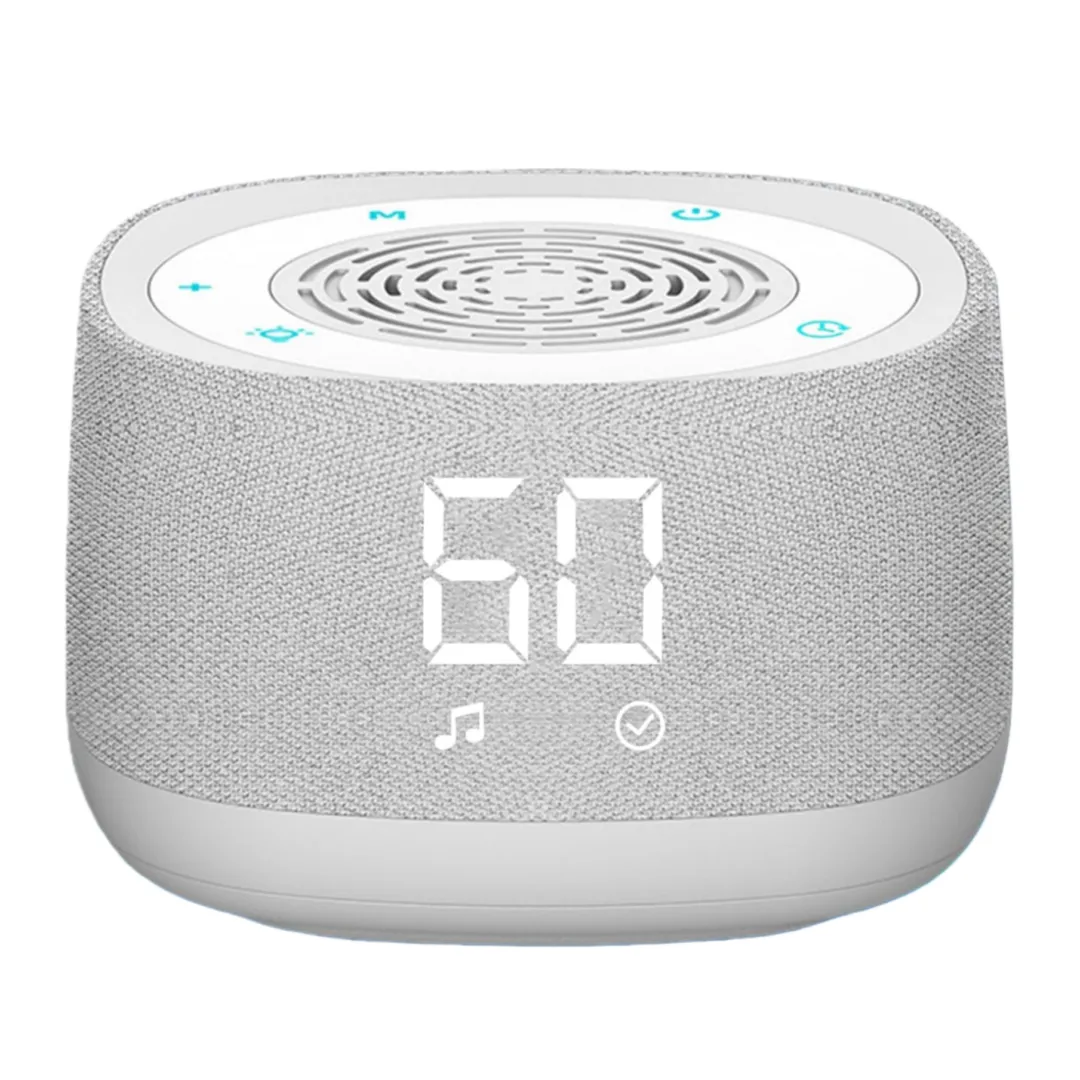 White Noise Sound Sleep Aid Machine W/Clock, Night Light, Rechargeable