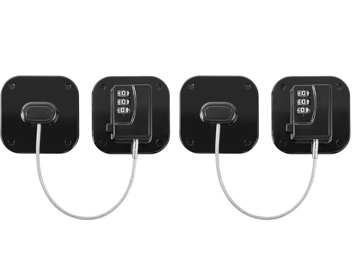2 Pc Window Child Safety Locks for Refrigerators Door - Black