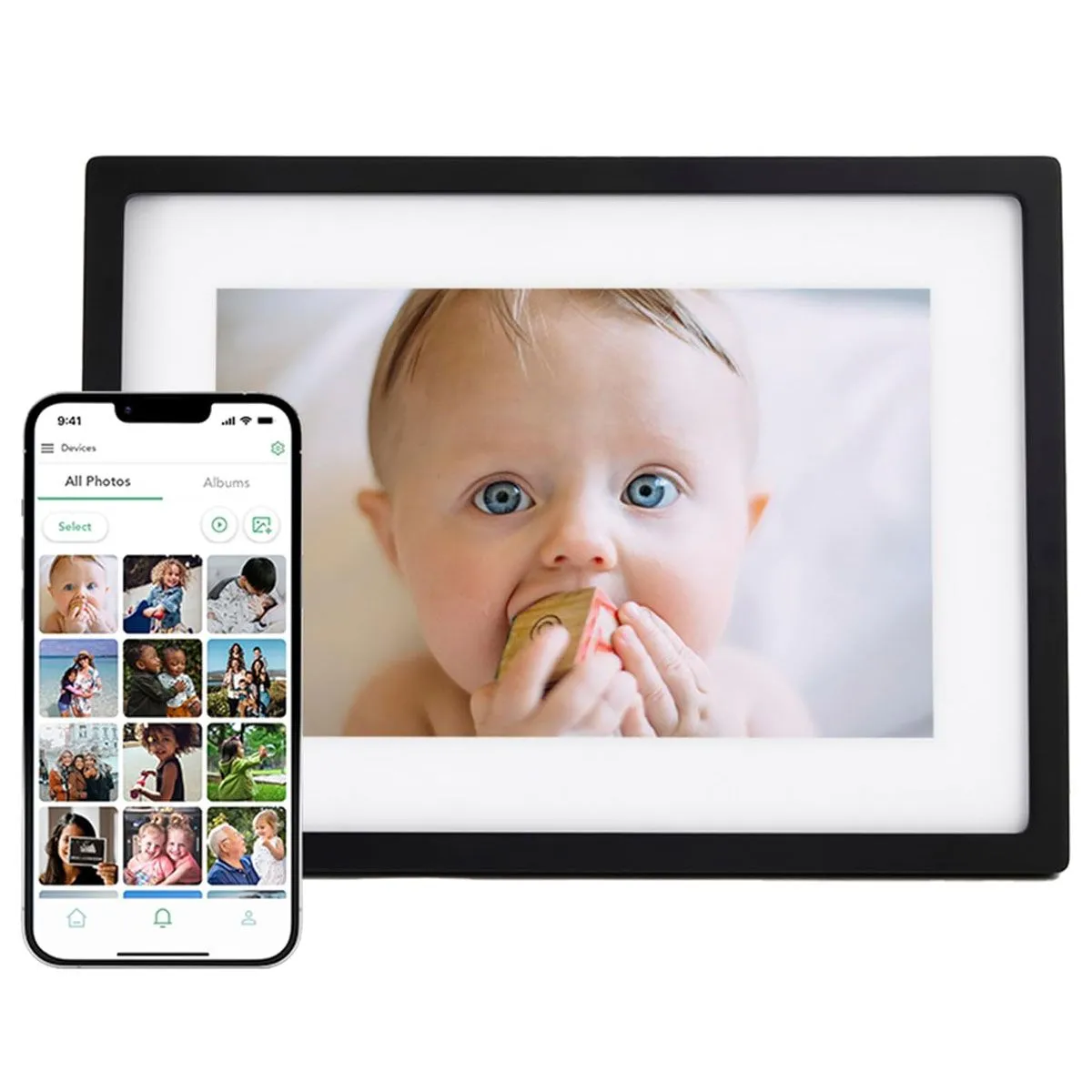BezosMax 10.1 inch Wifi Digital Frame 32GB Photo/Video available, HD Touch - Magnetic Type