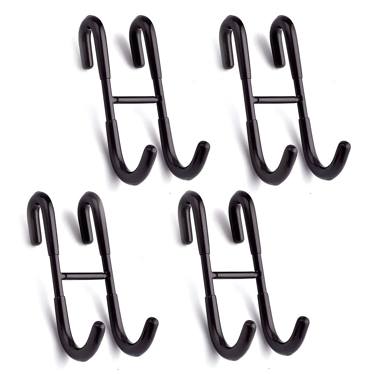 4 Piece Hook Double Hook Over The Door Hooks Brushed Stainless Steel - Black