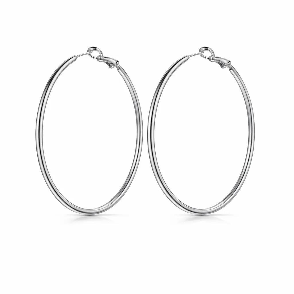 Large Hoop Earrings 5cm - Silver