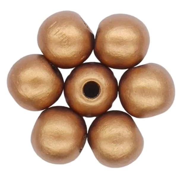 Wood painted - Round Beads -30mm - HOLE 5-6mm - Metalic Bronze