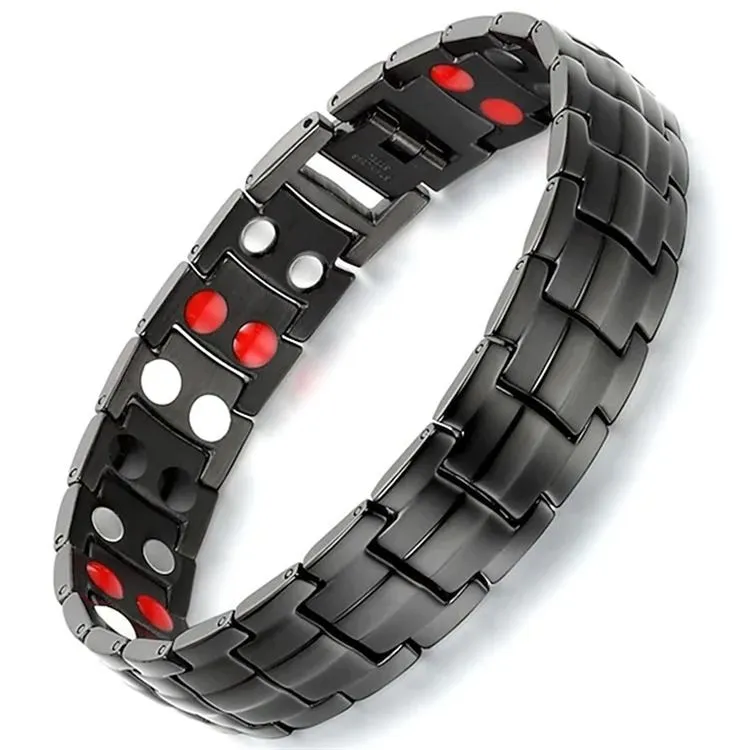 Men's Magnetic Health Bracelet, Stainless Steel - black