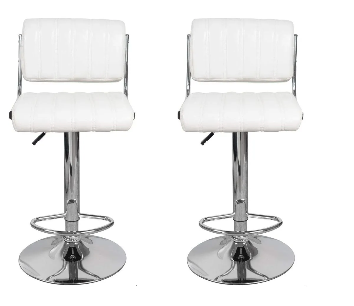Bar / Kitchen Stools with Chrome Base - Set of 2 – White Colour