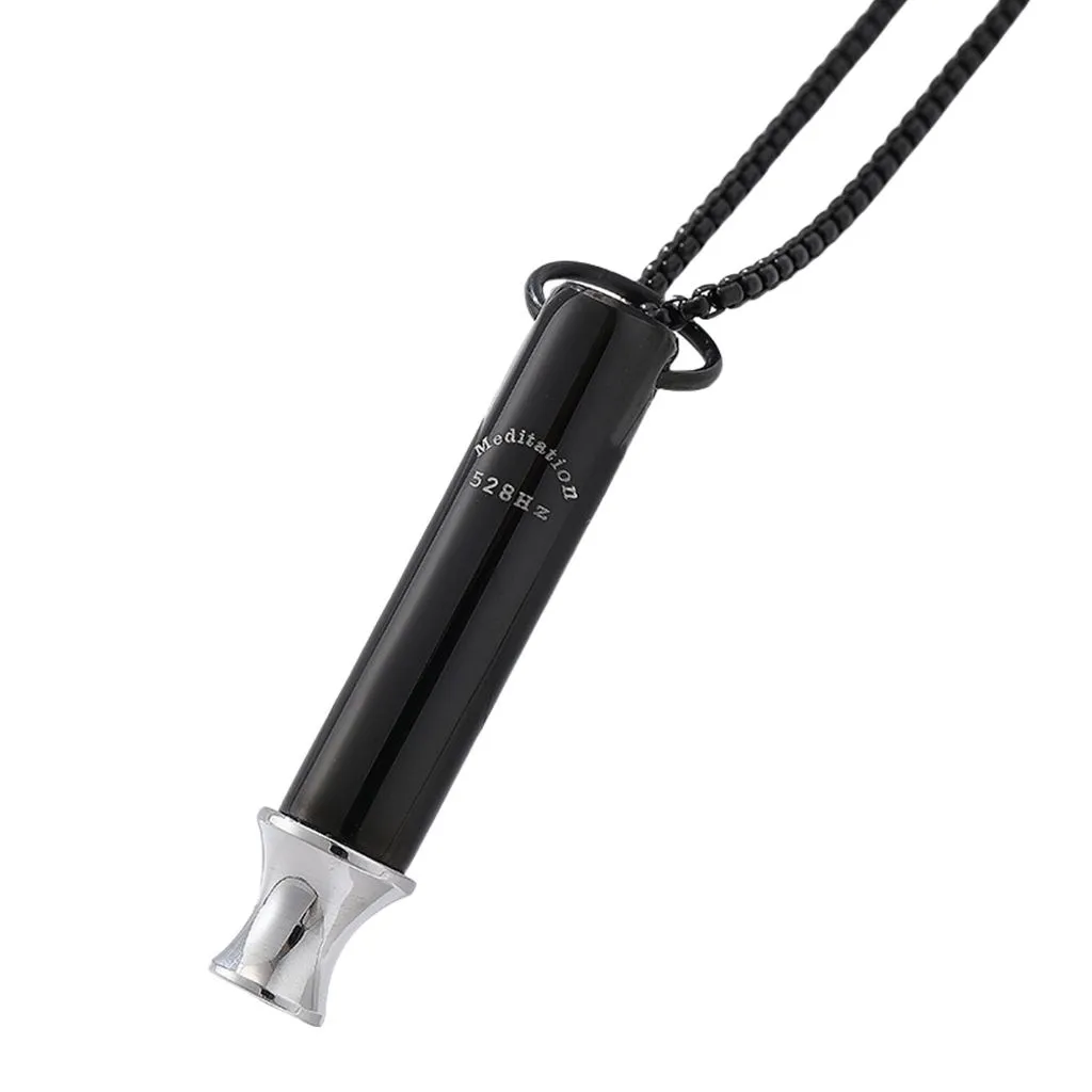 528Hz Meditation Breathing Whistle Necklace - Black