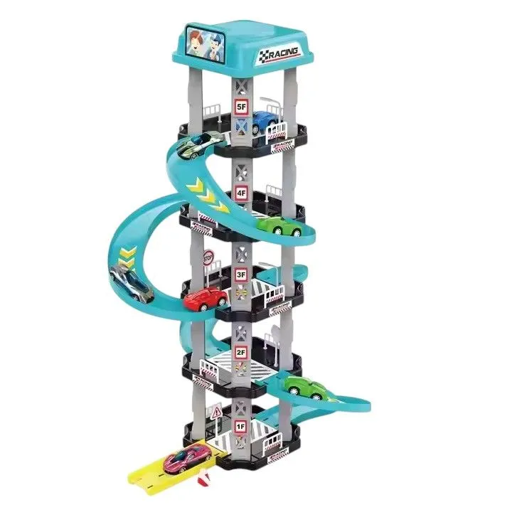 Kids-Up 5-Floor Sliding Car Track Toy with Garage and Cars for Kids