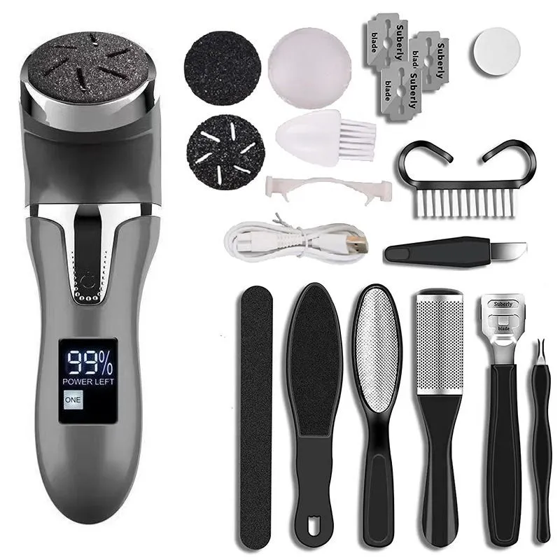 Electric Callus Remover for Feet with Vacuum Cleaner Pedicure Kit - Black